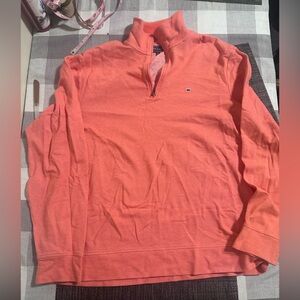 Crown & Ivy Men’s Pullover Salmon L Large Quarter Zip Pink